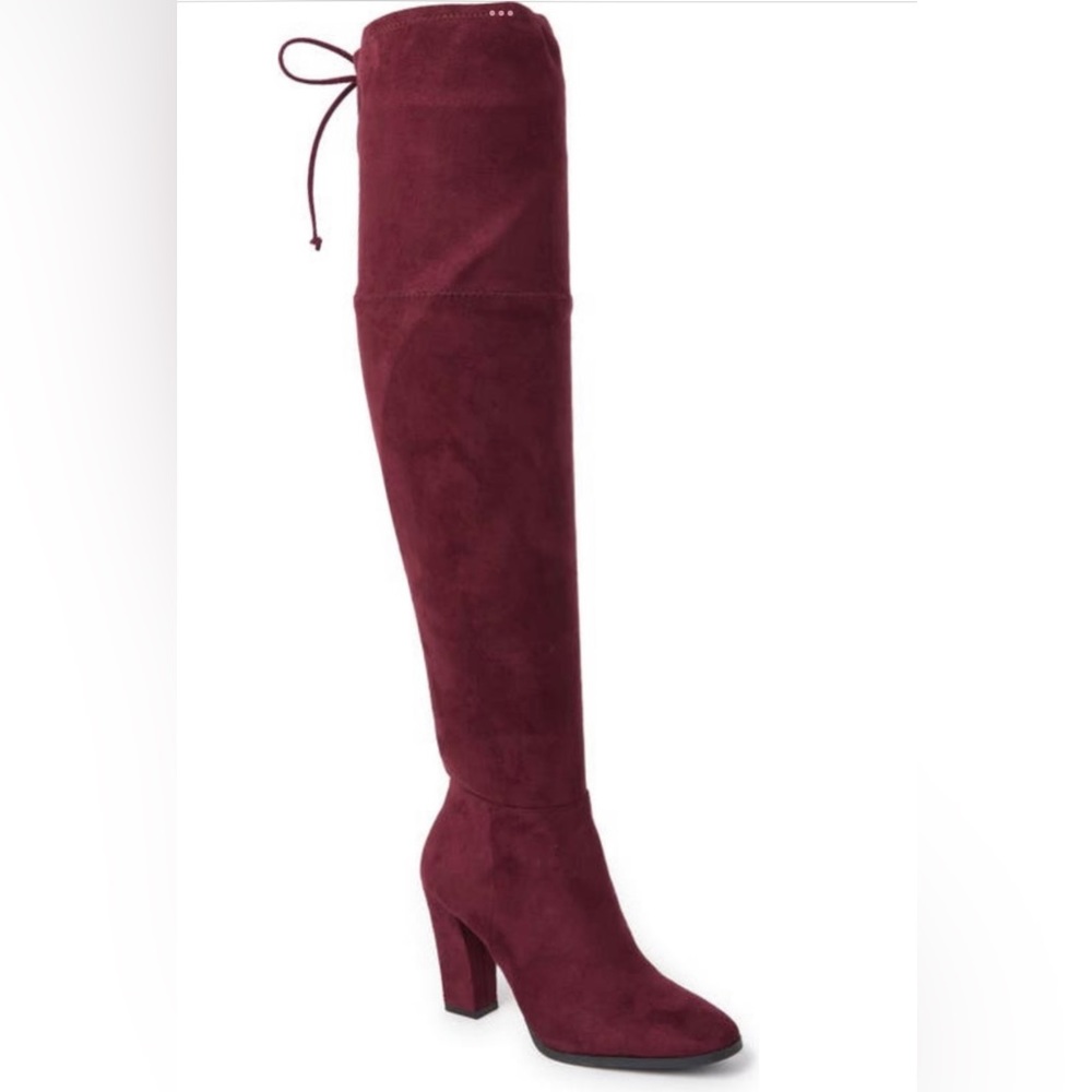 NEW Vince Camuto Thigh High Boots 7 Maroon Microsuede Block Heel 
ELDERBERRY